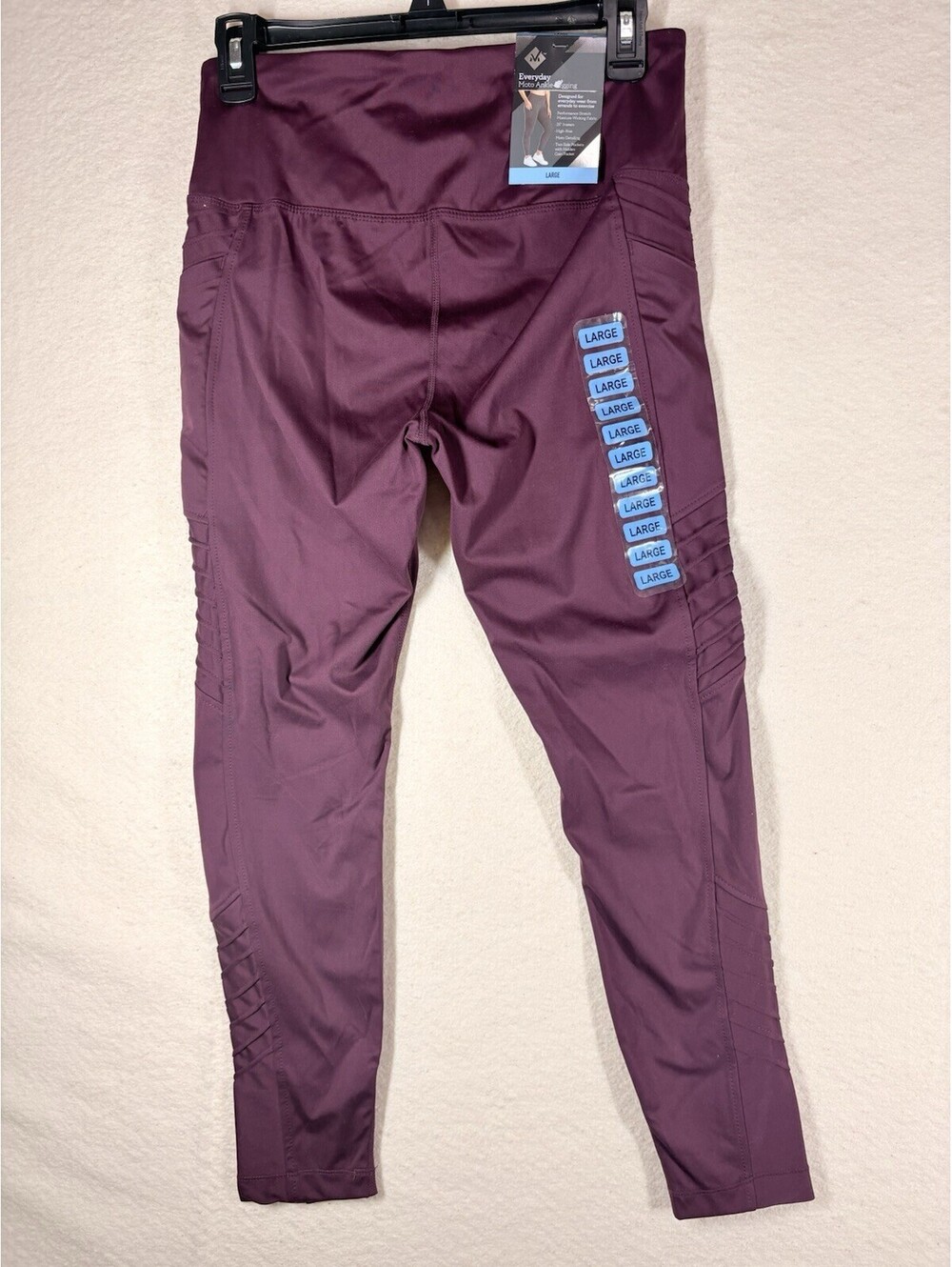 Leggings Large Burgundy Moto High Rise Ankle Performance Stretch Pockets